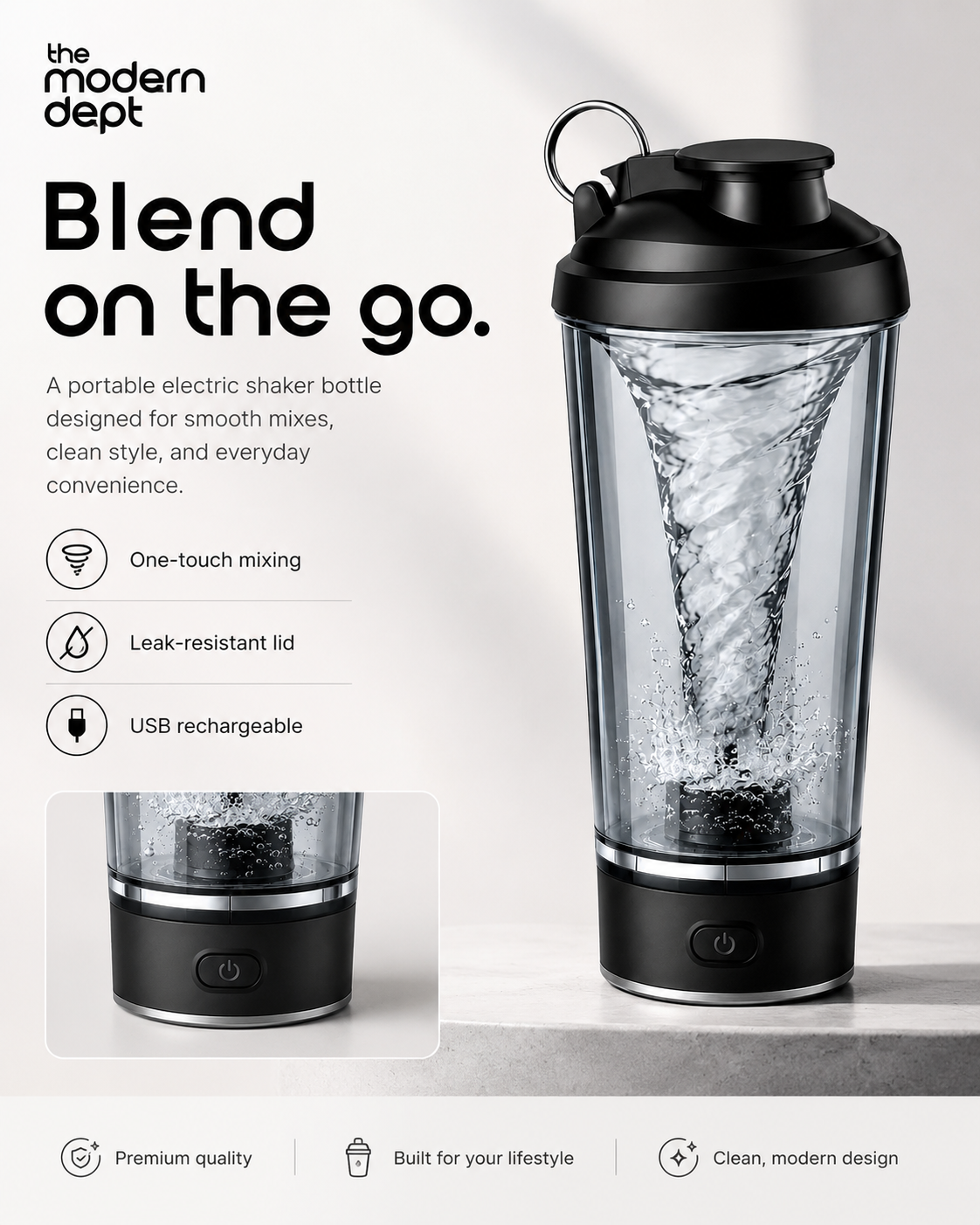 Electric Shaker Cup — USB Rechargeable